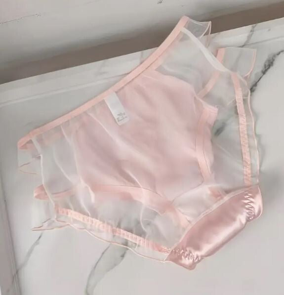 3 Pack Women's stunning satin / mesh knickers heart detail lace trim sissy CD TV