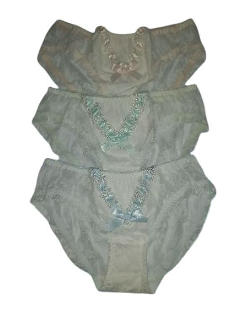 3 pack women's soft elegant lace knickers 3 colours with cute bow details
