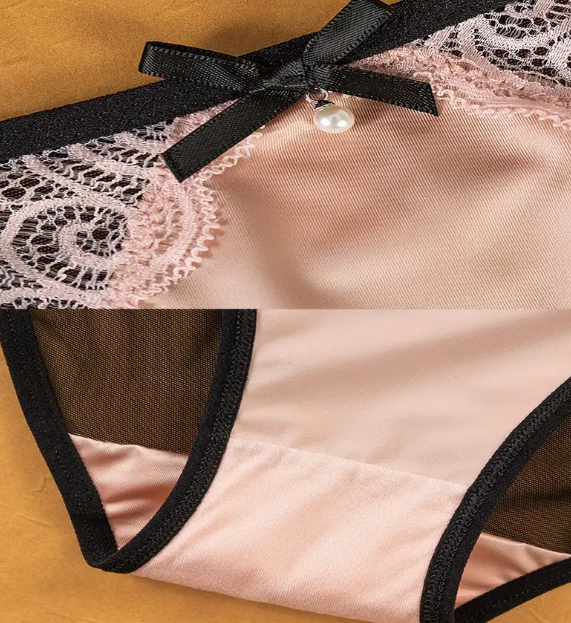 Mesh silky feel knickers pearl decor on front soft panties #sissy #CD #TV #tanga