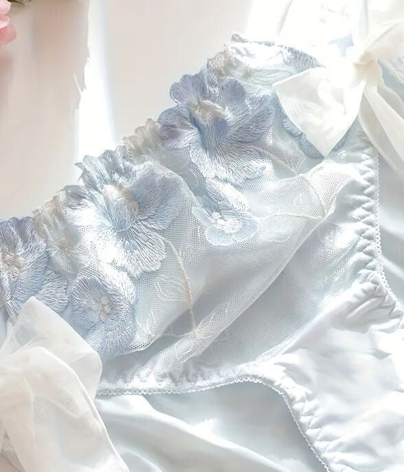 HOT Viral Japanese style soft silky feel satin lace panties bow ties decor sissy
