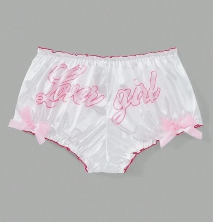 Women Satin Lover Girl Panties white knickers Frill Trim bloomers size XL /16-18