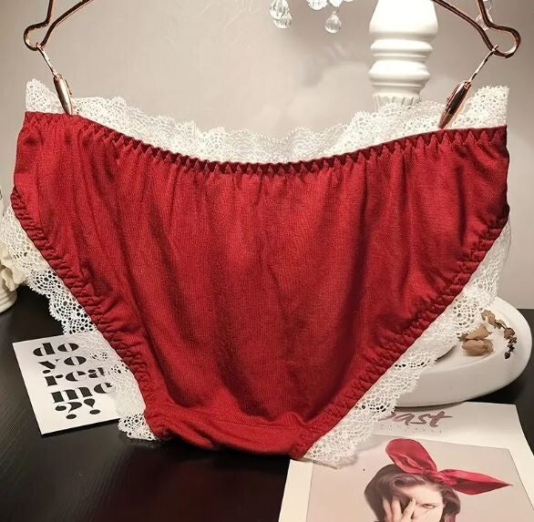 2 pack Women's elegant soft satin and lace trim knickers bow detail sissy CD TV