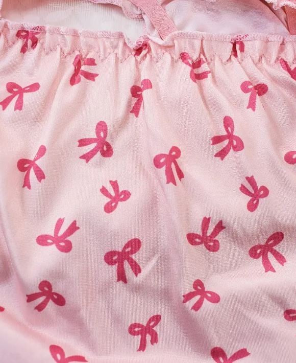 Adorable women's soft satin silky feel knickers bow printed panties bow details