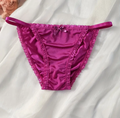 Purple Hipster Panties Tanga with Lace Trim and Bow Detail sissy S and XS 6/8