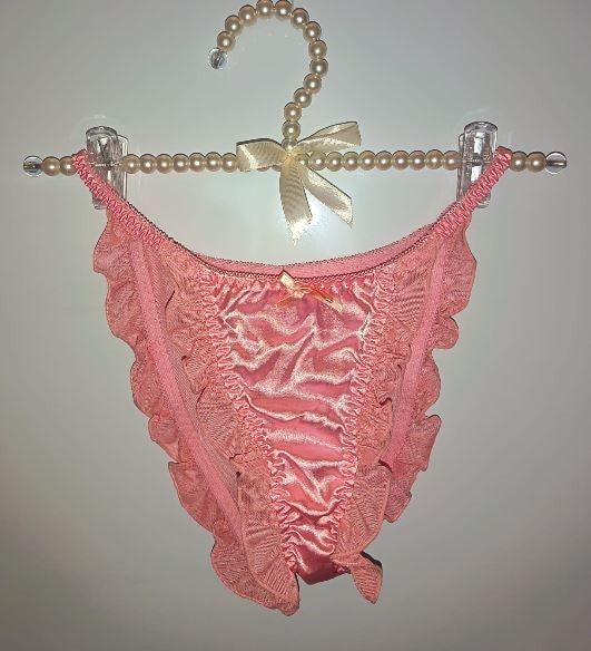 2 pack Sheer Mesh Ruffle Panties Satin Fairycore Coquette Lingerie size 10 M