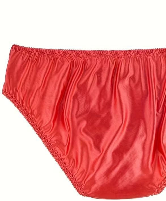 Men's luxury silky feel satin panties RED with lace detail size Medium / 10