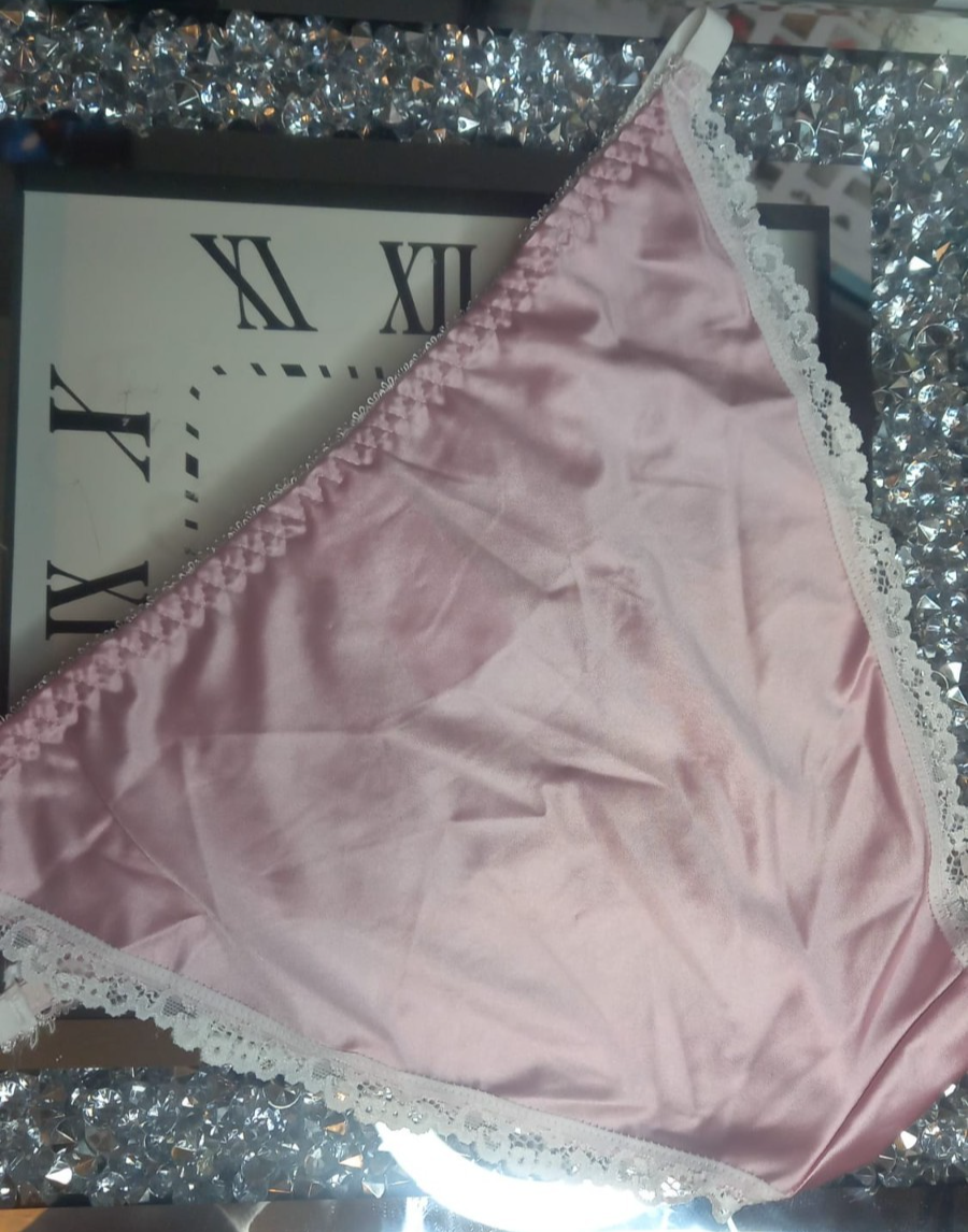 Women pink soft silky feel satin tanga panties SHINE print sissy size 16/18 (XL)