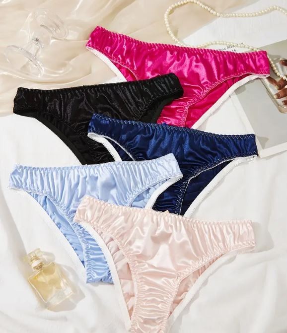 Women's unisex silky feel shiny satin knickers bow decor sissy CD TV