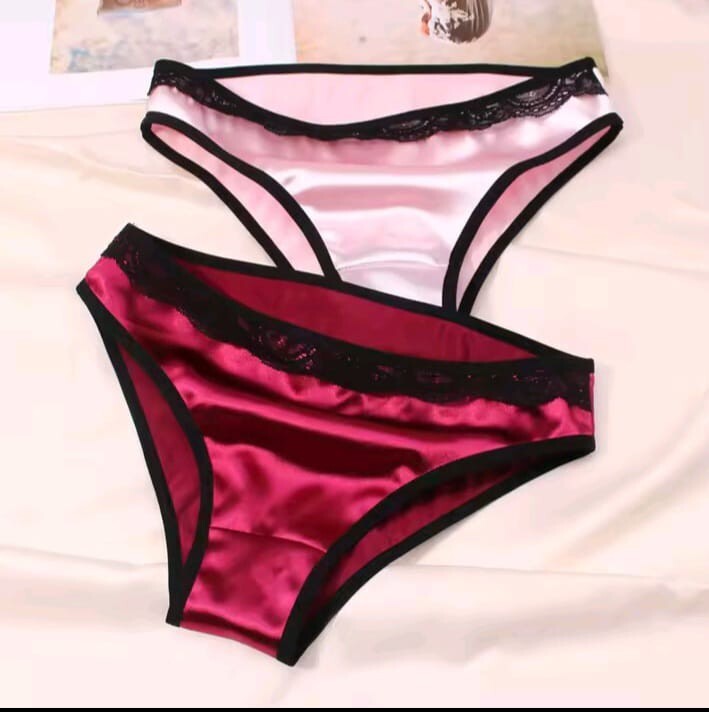 Women's stunning shiny soft silky feel satin knickers lace trim lush colours