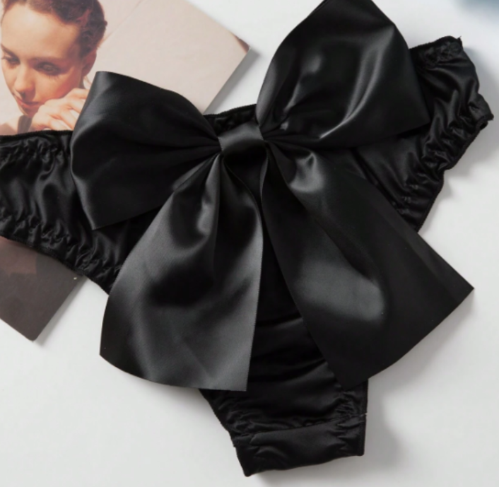 Beautiful silky Feel panties satin knickers with bow on back sissy bridal CD TV