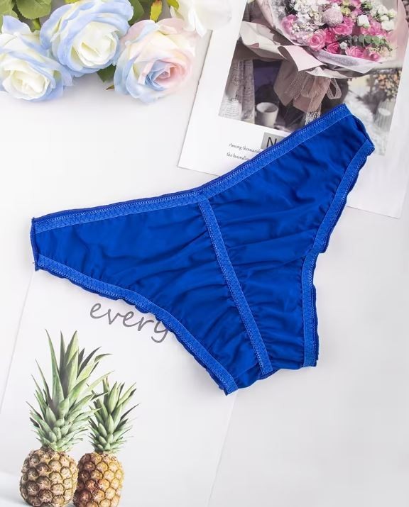 🔥 Men’s Satin ice silky ruched Panties Hot BLUE sissy Soft & Stretchy size M 10
