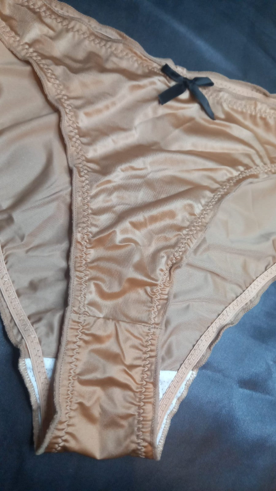 Women's elegant silky feel satin panties stretchy ruched sissy size 16/18 (XL)