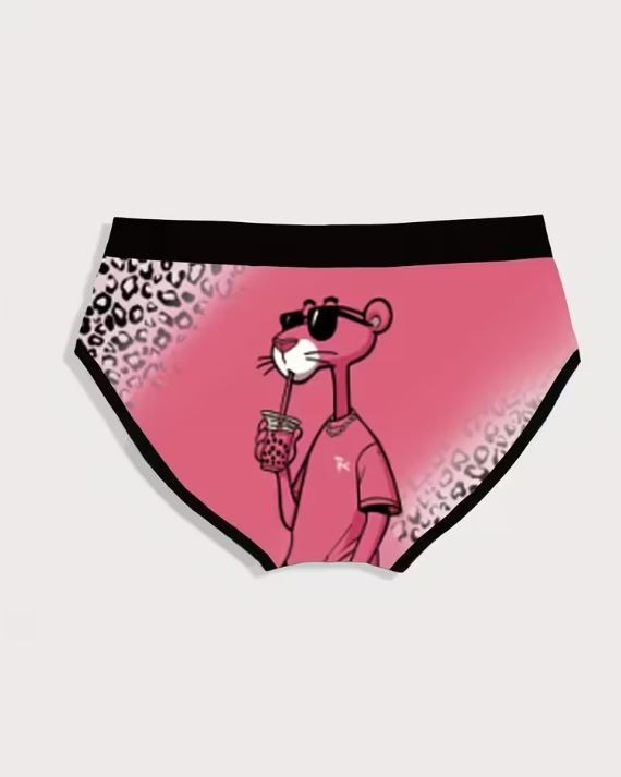 Men's soft ice silky feel satin panties pink extra comfy pink panther size M /10