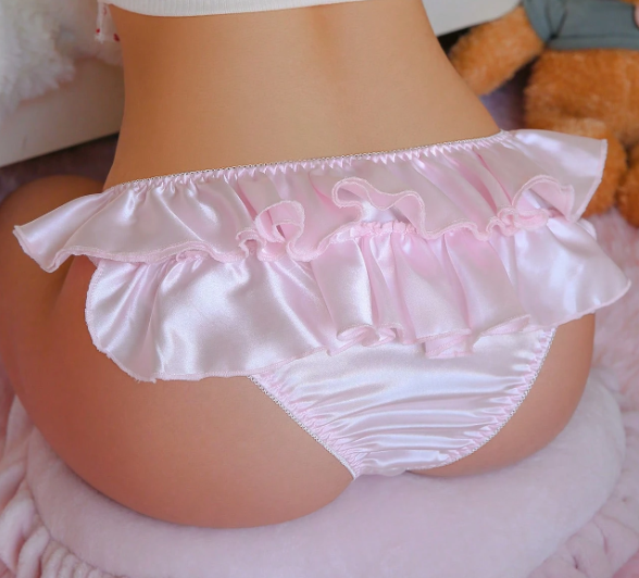 Women's PetitDoll Multilayer Ruffle Hem silky feel soft satin knickers sissy CD