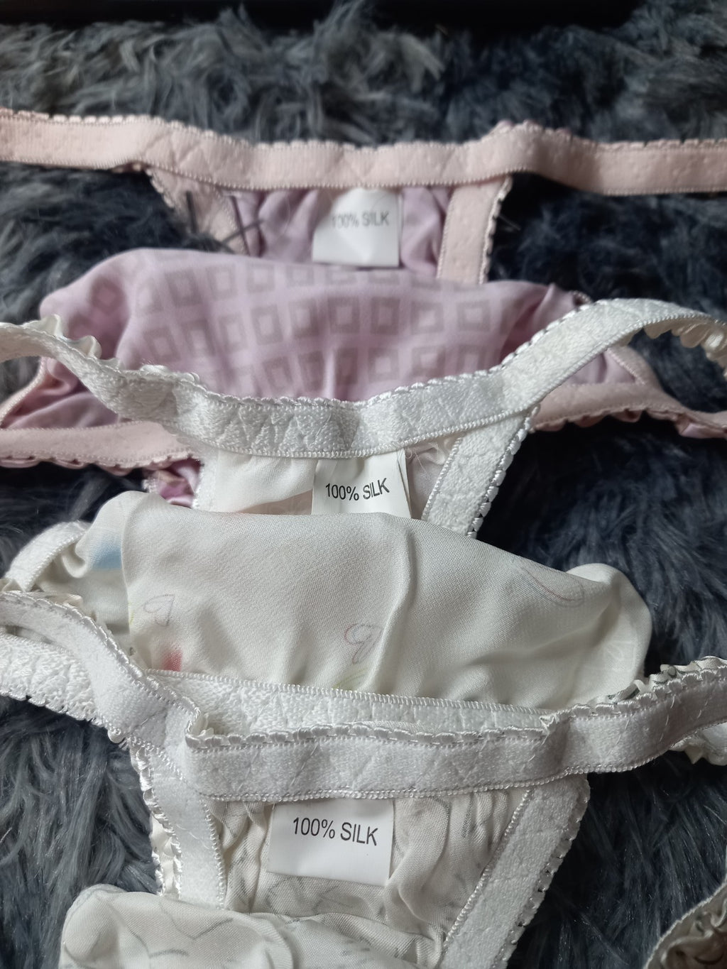 100% mulberry silk fancy & sexy women's thongs various designs one size UK 8-12