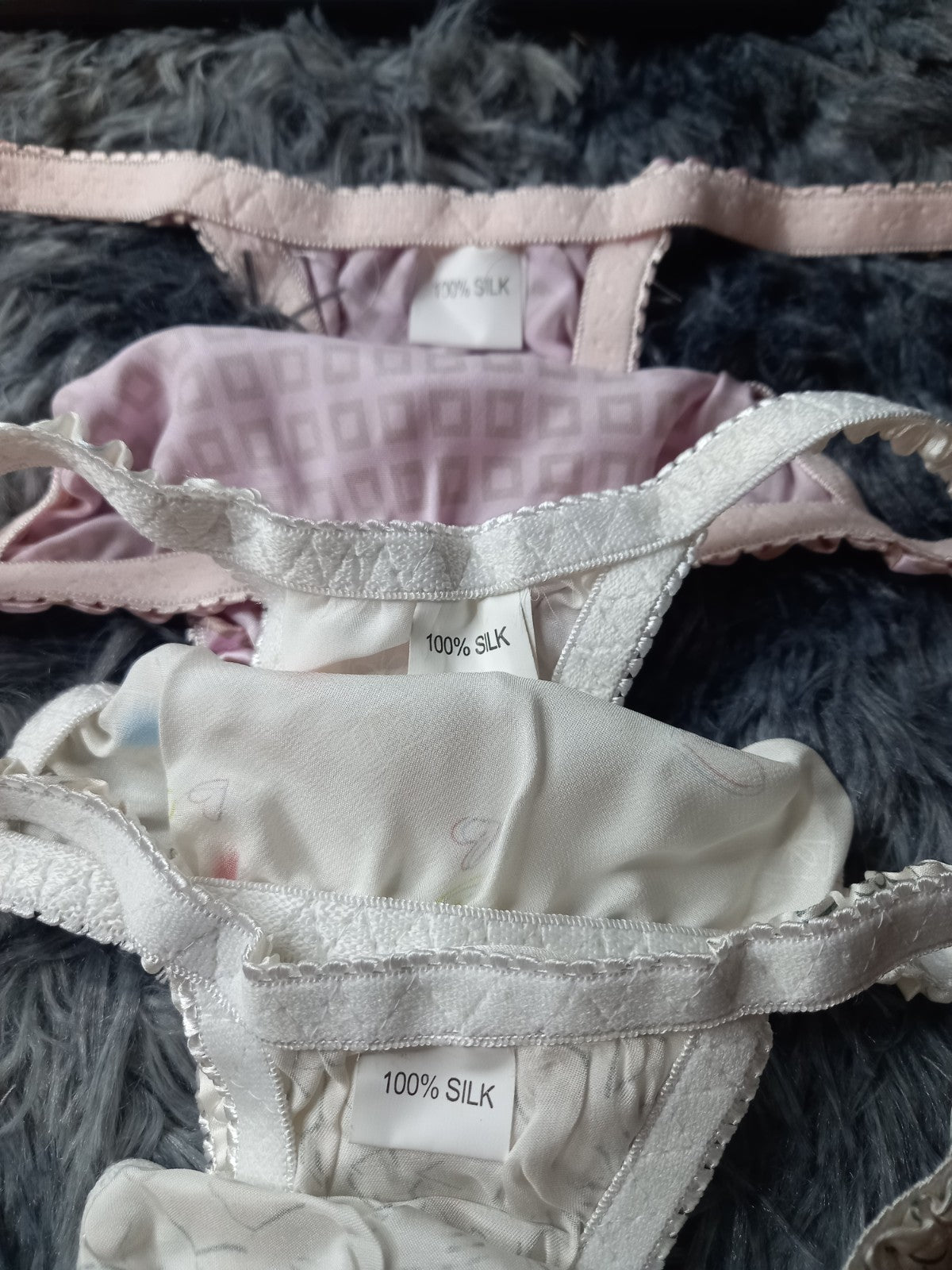 100% mulberry silk fancy & sexy women's thongs various designs one size UK 8-12