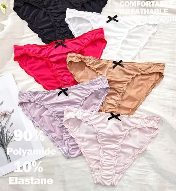 Women's elegant silky feel satin panties stretchy ruched sissy size 10 (M)