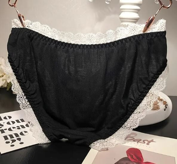 2 pack Women's elegant soft satin and lace trim knickers bow detail sissy CD TV
