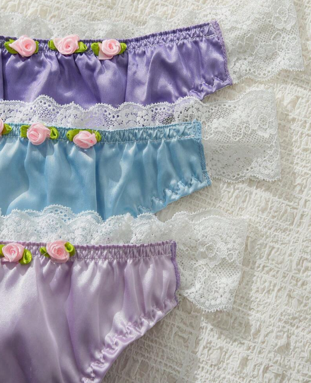 Cute & Romantic Women's Sexy Thong various colours roses detail soft silky feel
