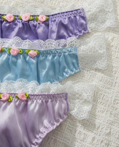 Cute & Romantic Women's Sexy Thong various colours roses detail soft silky feel