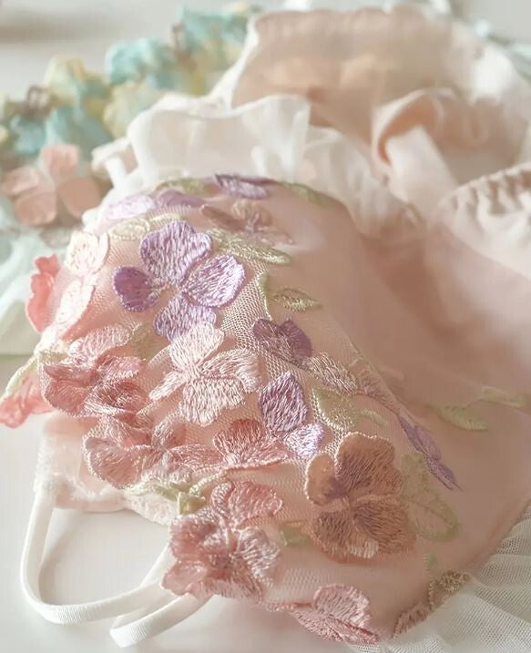 HOT! Japanese style soft silky feel satin lace tanga panties embroidered sissy