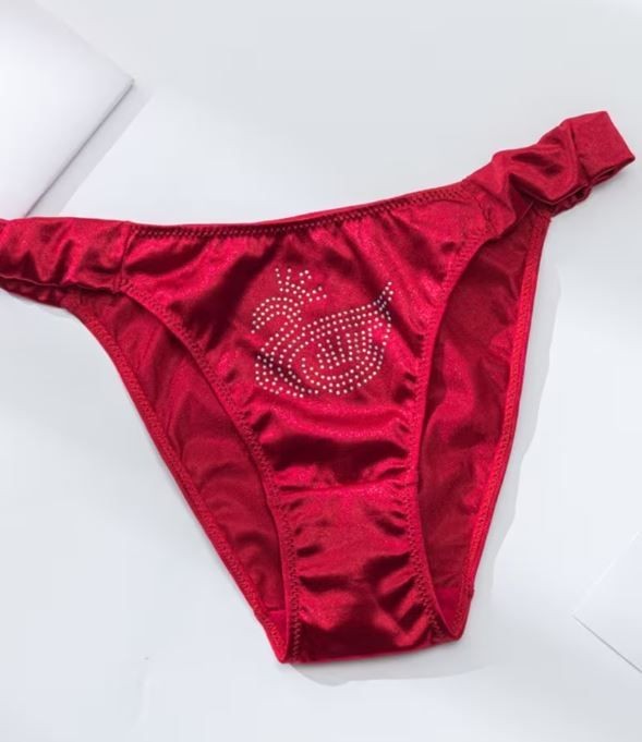 Silky feel red satin panties tanga comfy bum coverage size UK 8 / (S)