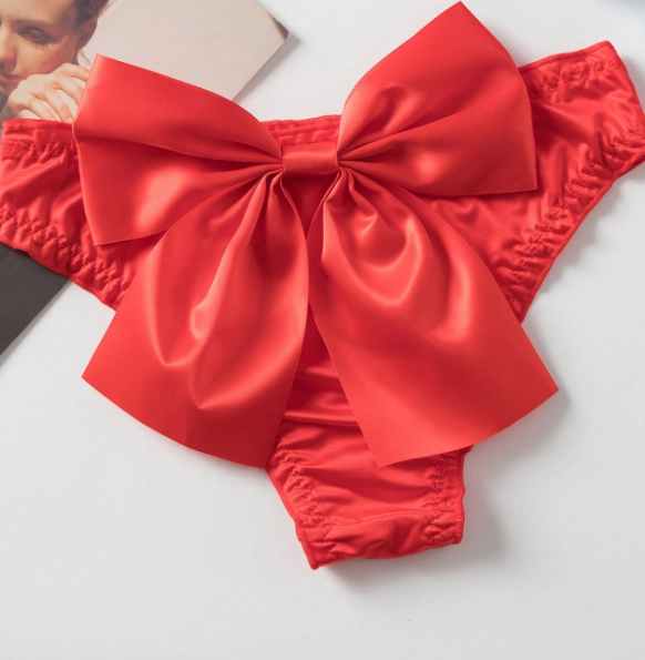 Beautiful silky Feel panties satin knickers with bow on back sissy bridal CD TV