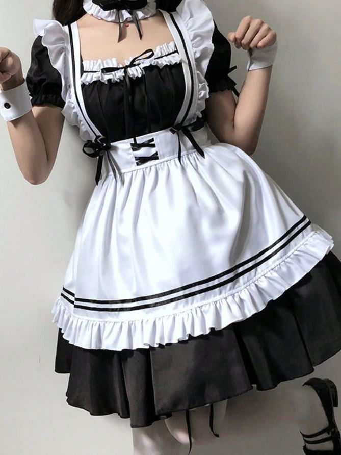 French Maid Costume set cosplay Fancy Dress Women Outfit size M / UK 10 sissy