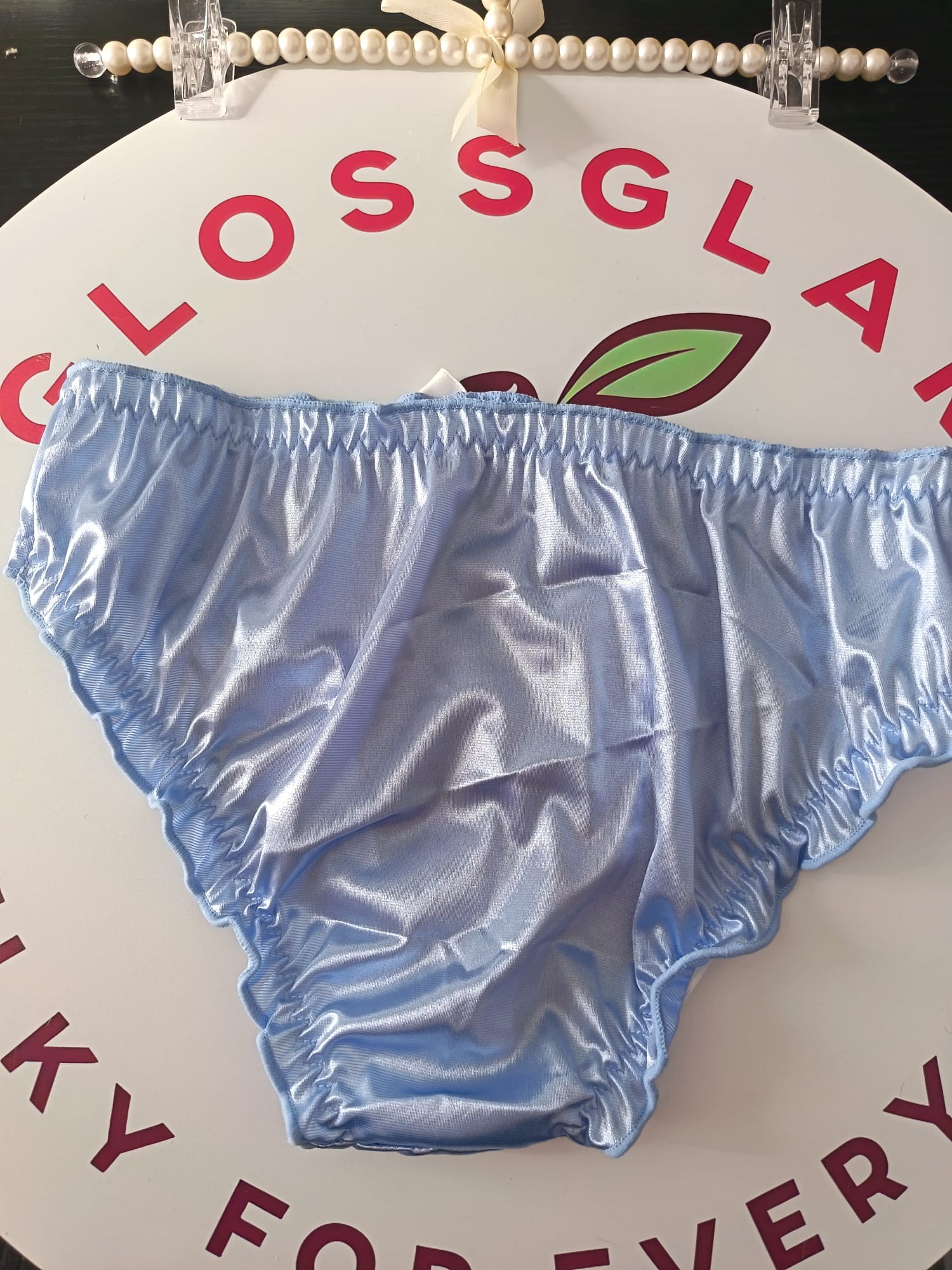 💙 Baby Blue Satin Feel Sissy Panties With Bow Frilly Briefs 💙 size M 10
