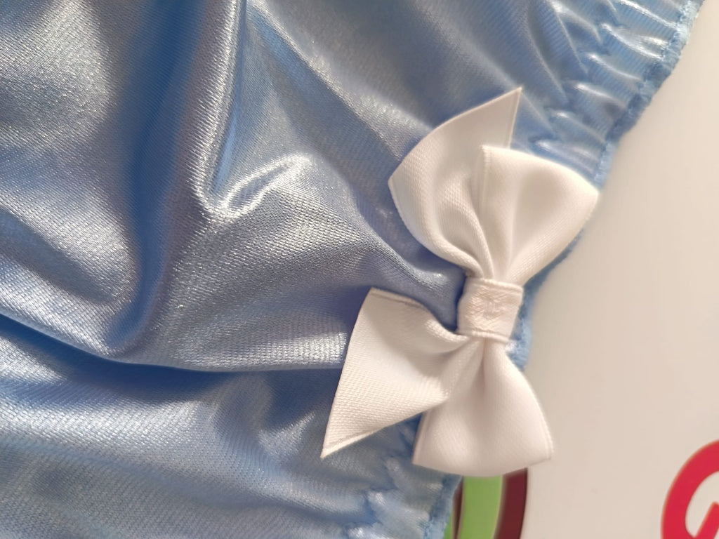 💙 Baby Blue Satin Feel Sissy Panties With Bow Frilly Briefs 💙 size M 10
