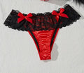 ❤️ Red Satin Open back Panties Lace Frilly Bow silky Knickers  ❤️ size XL 16-18