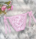 Pink Satin Knickers Lace Trim Side Tie Bow Silky Panties Briefs size 3XL UK 22