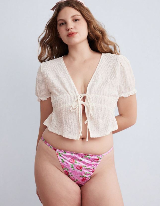 Pink Rose Floral Silky Satin Knickers High Leg Briefs Panties size 2XL 20
