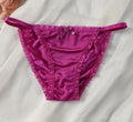 Womens Fuchsia Satin Knickers Size XS UK 6 Silky Lace Bikini Briefs Bow