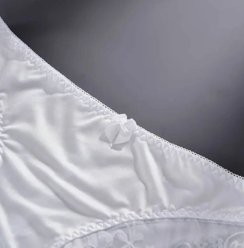 🤍 White Silky Satin Lace Full Brief Knickers Panties Soft Comfort size M 10