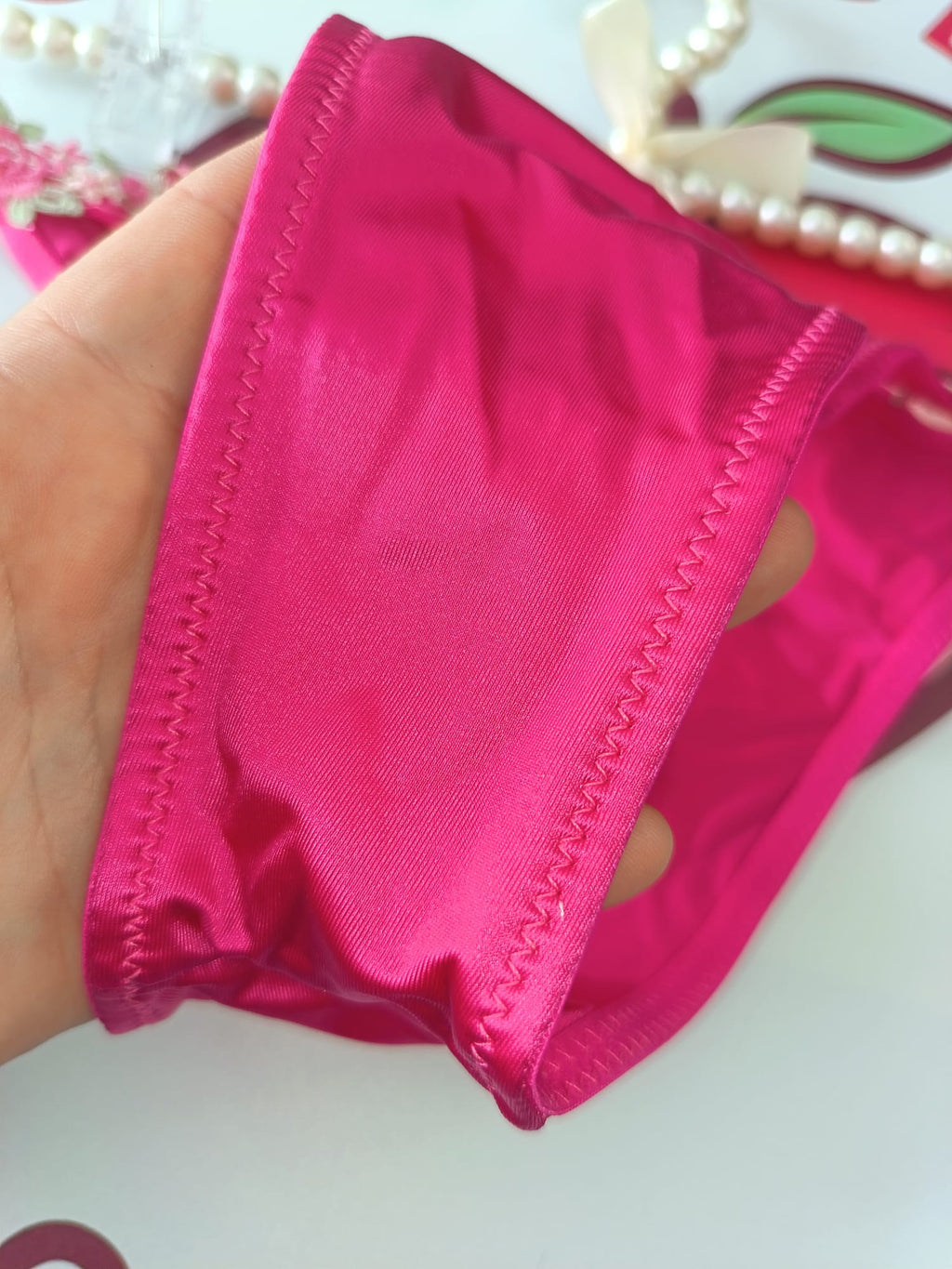 ✨ Women’s Satin Tanga silky knickers Pink Floral Lace size 16-18 XL