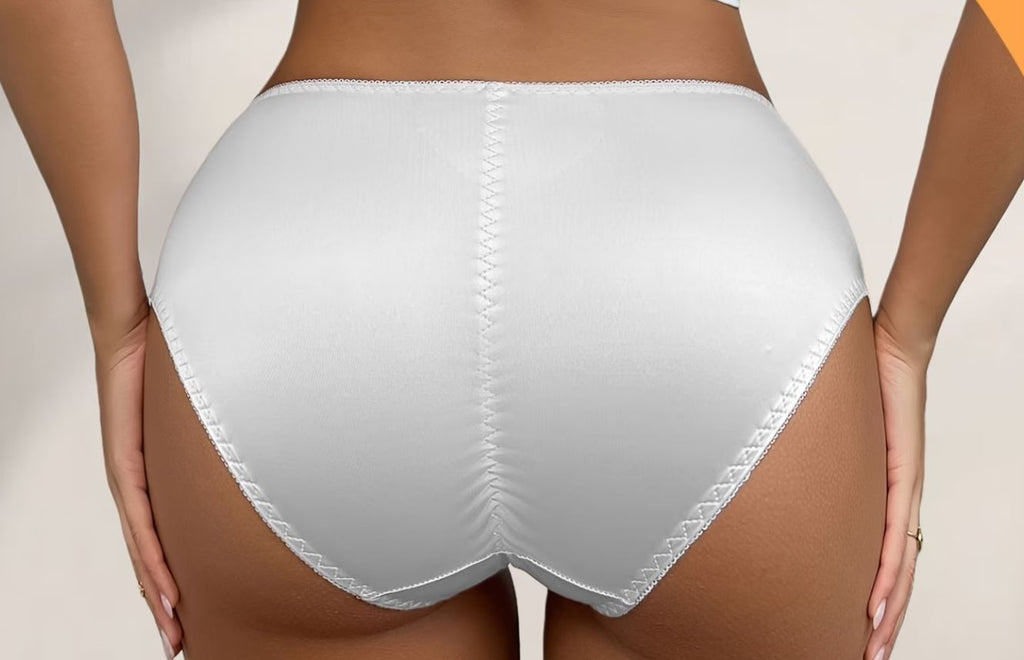 🤍 White Silky Satin Lace Full Brief Knickers Panties Soft Comfort size M 10