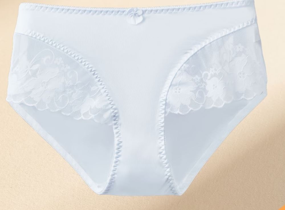 🤍 White Silky Satin Lace Full Brief Knickers Panties Soft Comfort size M 10