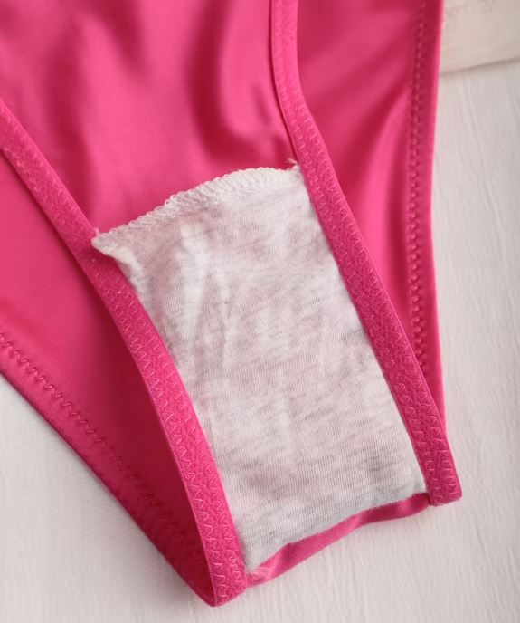 ✨ Women’s Satin Tanga silky knickers Pink Floral Lace size 12-14 L