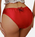Red Satin Knickers Floral Embroidered Mesh Panties Silky Soft Briefs size M 10