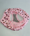 Pink Satin Knickers Red Rose Floral Silky Lace Frilly Briefs Panties SIZE M 10