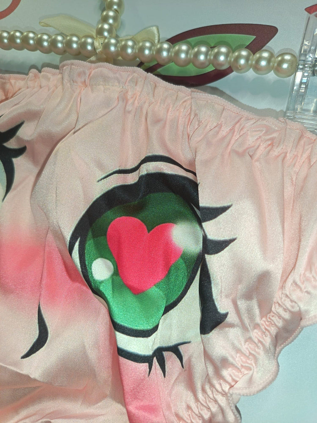 💖 Kawaii Anime Eyes Satin Panties Pink Sissy Briefs Cute Cosplay 💖 size 12-14 L
