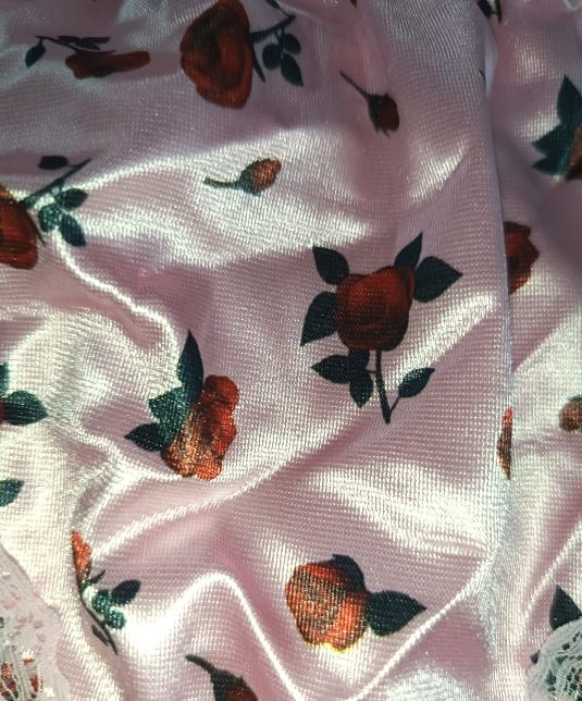Pink Satin Knickers Red Rose Floral Silky Lace Frilly Briefs Panties SIZE M 10