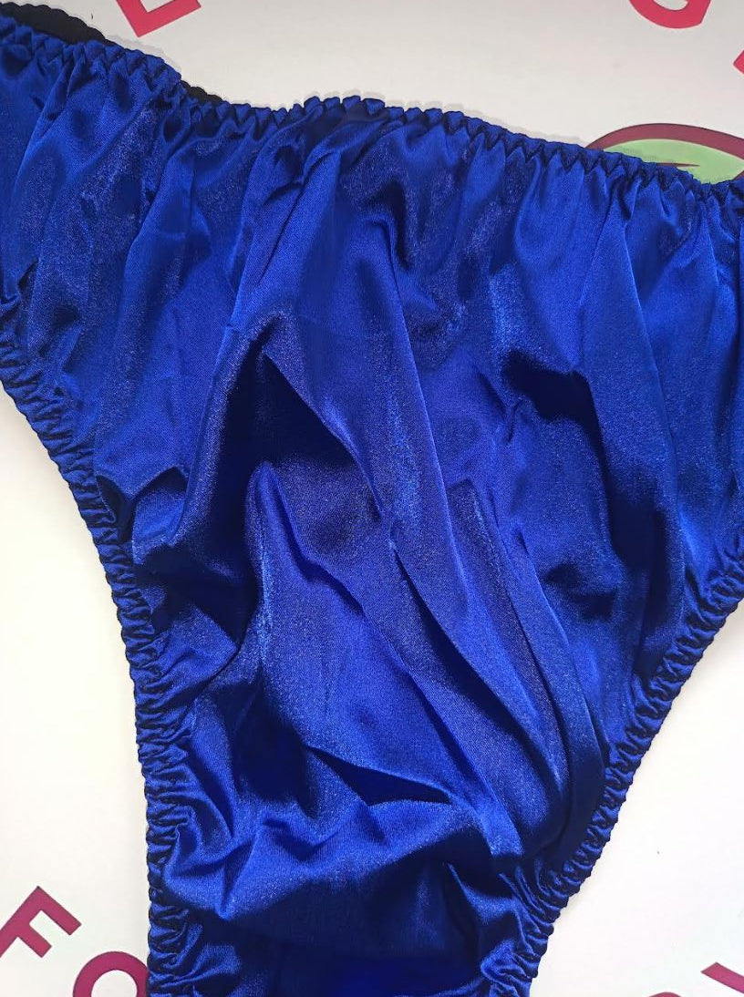 Women's royal blue satin panties soft plus size silky knickers size 4XL 24