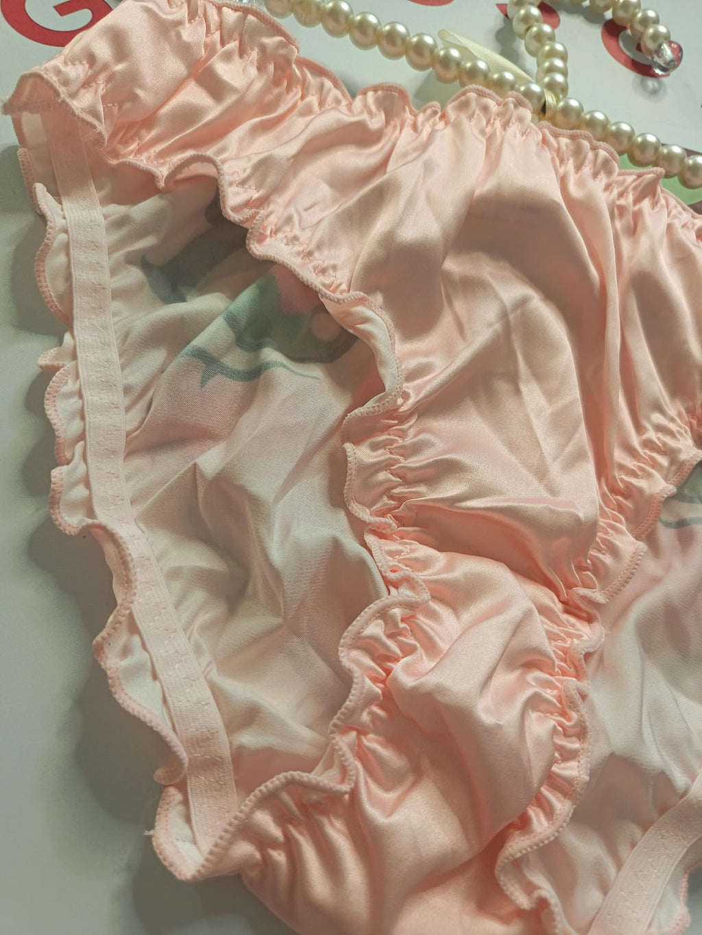 💖 Kawaii Anime Eyes Satin Panties Pink Sissy Briefs Cute Cosplay 💖 size 10 M