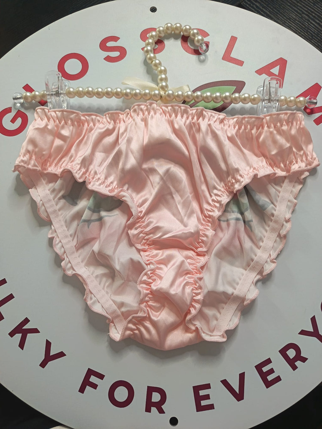 💖 Kawaii Anime Eyes Satin Panties Pink Sissy Briefs Cute Cosplay 💖 size 12-14 L