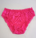 Hot Pink Satin Knickers Silky Lace Frilly High Cut Full Brief Panties size S 8