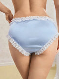 💙Women's Baby Blue Frilly Lace Knickers Panties Briefs Cute Soft Lingerie Bow💙 size M 10