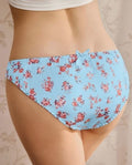 🌸 Women's Blue Floral Satin Style Knickers Panties Briefs Soft Stretch size 16-18 XL 🌸