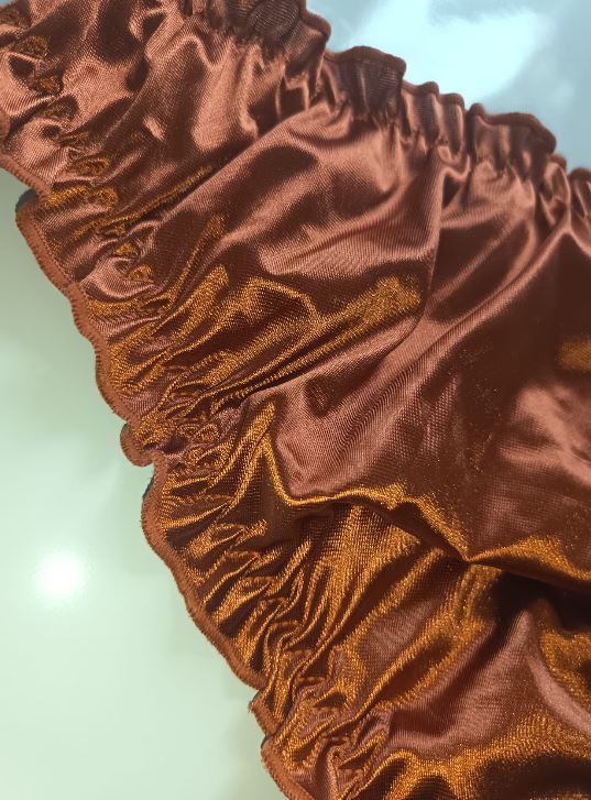 🌹 Copper Satin Mesh Frilly Knickers Panties Lace Bow Silky size XL 16-18